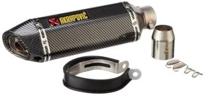 akrapovkec carbon fibre triangle long motorcycle exhaust silencer, universal slip on system with mounting kit